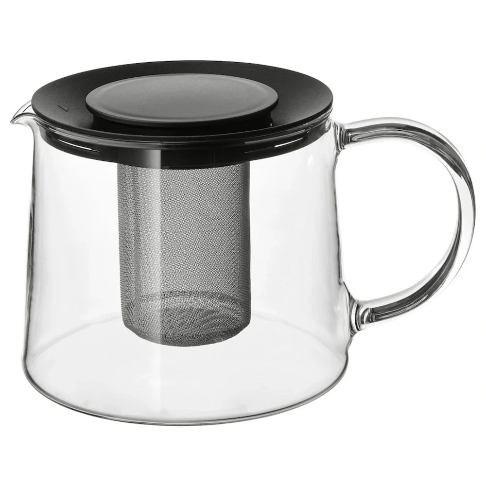 IKEA RIKLIG Glass Teapot with Infuser, 1.6 qt, Heat-Resistant for Loose Leaf Tea